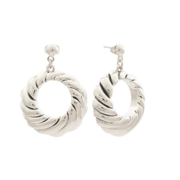 SEED & SAGE Silver Made In Mexico Sterling Silver Twist Front Hoop Earrings